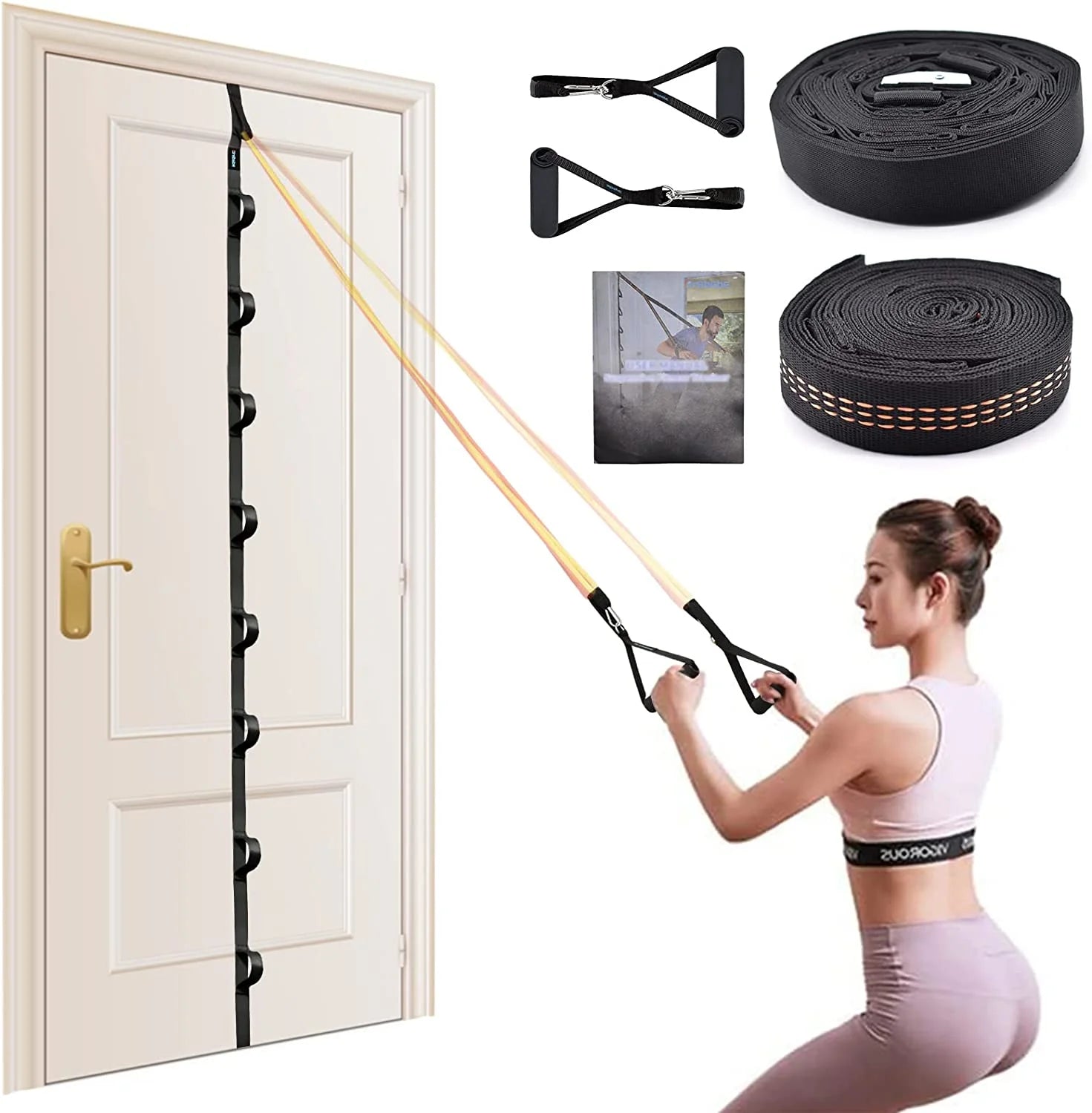 Portable Nylon Door Anchor Strap – Compatible with Resistance Bands for Home Workouts, Strength Training, and Stretching