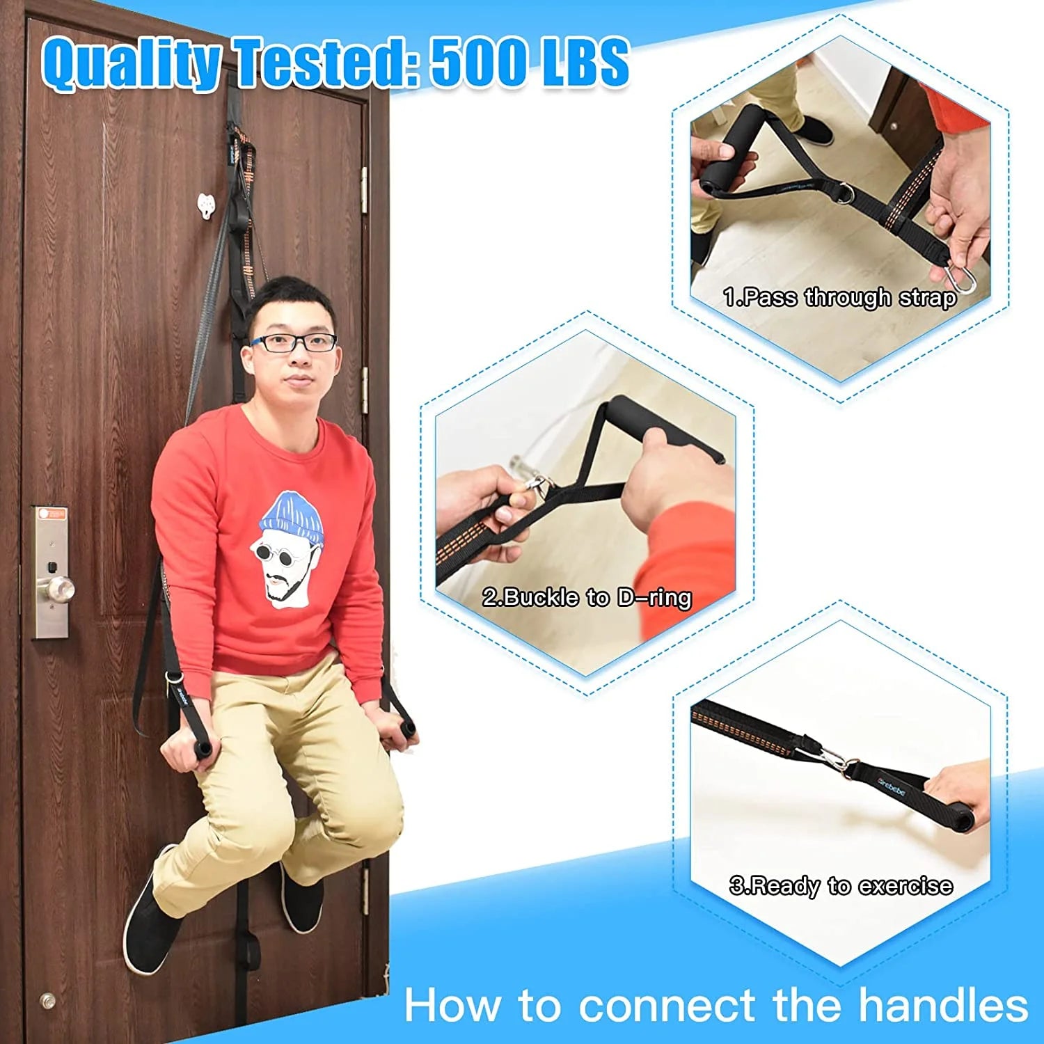 Portable Nylon Door Anchor Strap – Compatible with Resistance Bands for Home Workouts, Strength Training, and Stretching