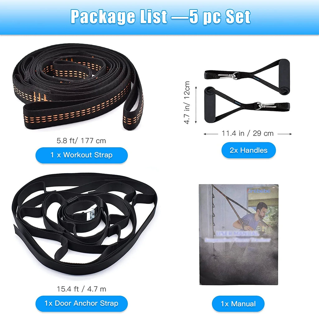 Portable Nylon Door Anchor Strap – Compatible with Resistance Bands for Home Workouts, Strength Training, and Stretching