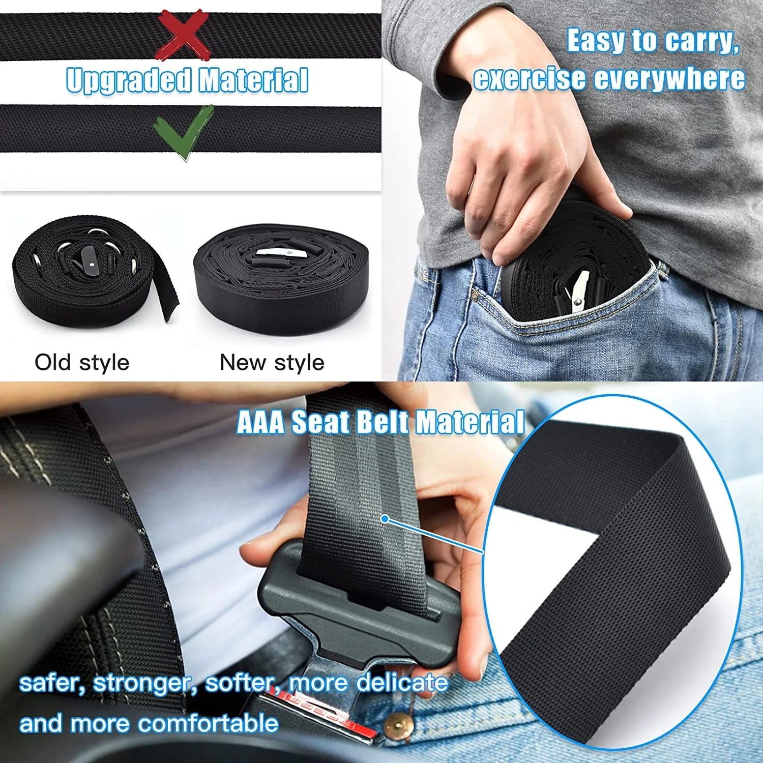 Portable Nylon Door Anchor Strap – Compatible with Resistance Bands for Home Workouts, Strength Training, and Stretching